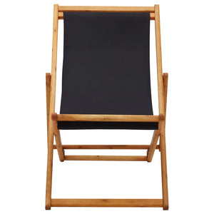 vidaXL Beach Sling Patio Chair Folding Deck Chair Fabric and Wooden Frame-29