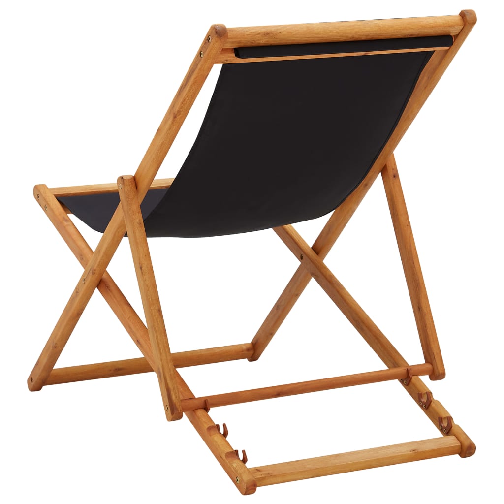 vidaXL Beach Sling Patio Chair Folding Deck Chair Fabric and Wooden Frame-43