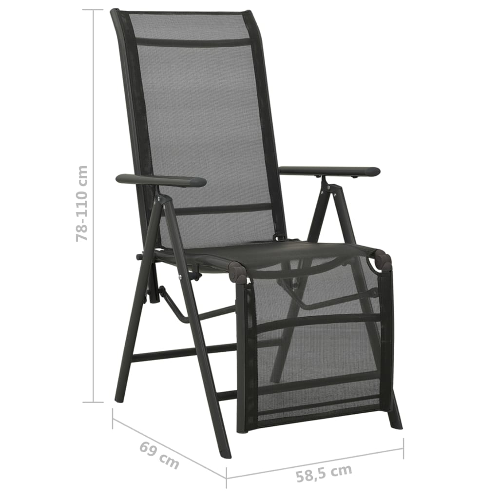 vidaXL Outdoor Recliner Chairs Patio Reclining Chair Textilene and Aluminum-2