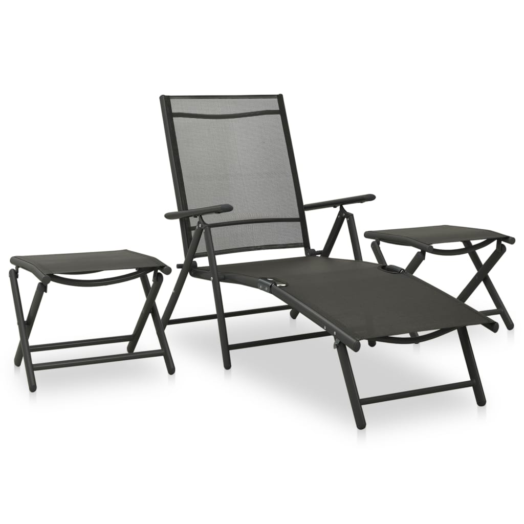 vidaXL Patio Furniture Set 3 Piece Garden Folding Table and Chair Textilene-0