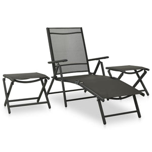 vidaXL Patio Furniture Set 3 Piece Garden Folding Table and Chair Textilene-0