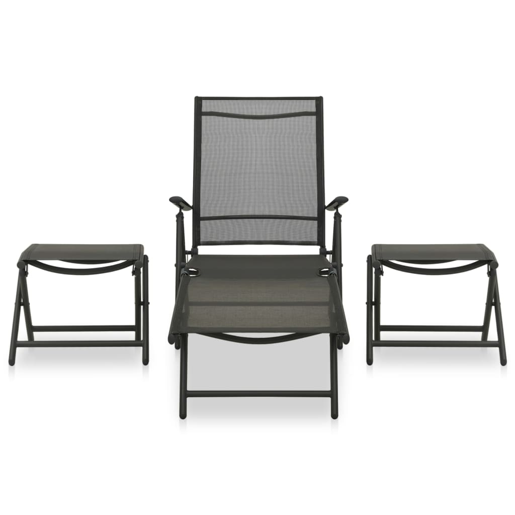 vidaXL Patio Furniture Set 3 Piece Garden Folding Table and Chair Textilene-1