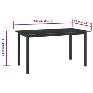 vidaXL Patio Table Outdoor Dining Table for Front Porch Deck Lawn Aluminum-17