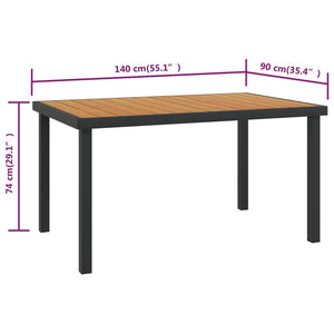 vidaXL Patio Table Outdoor Furniture Garden Dining Table Aluminum and WPC-7