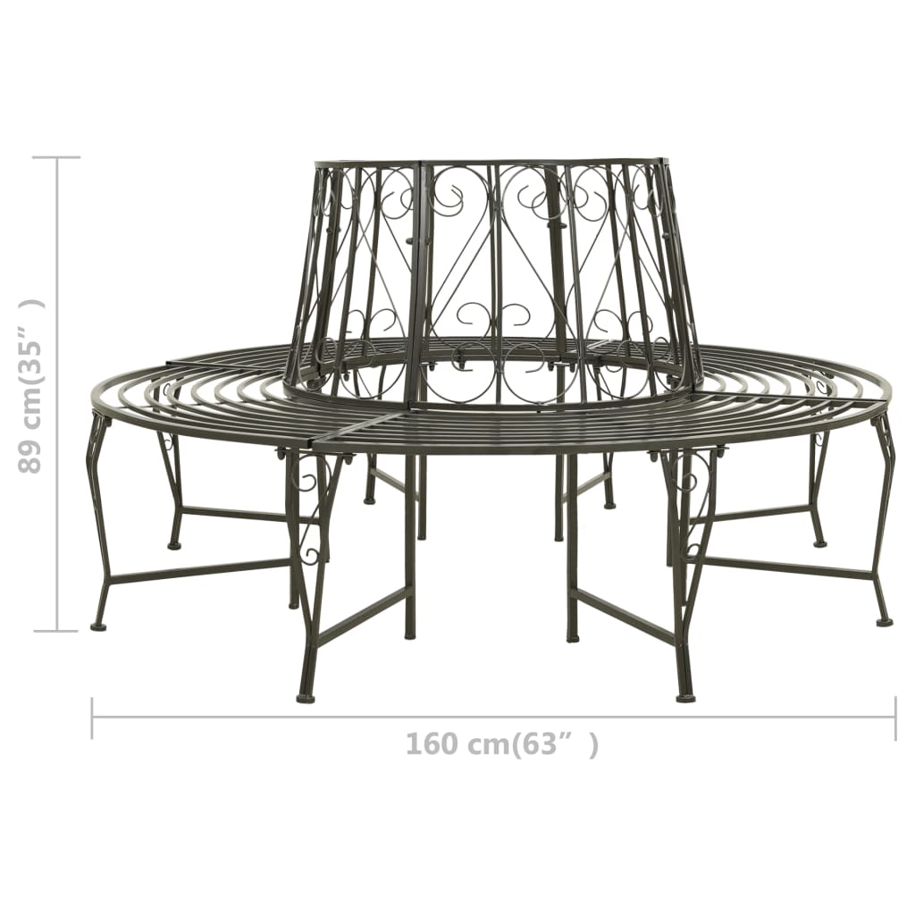 vidaXL Patio Tree Bench 63" Steel-0