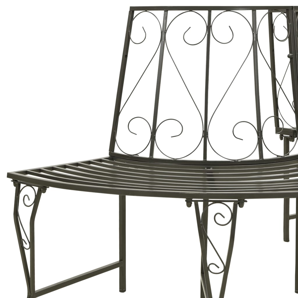 vidaXL Patio Half Round Tree Bench 63" Steel-3