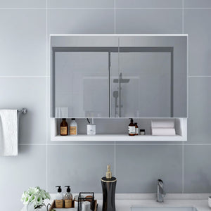 vidaXL LED Bathroom Mirror Cabinet Storage Vanity Wall Cabinet Furniture MDF-12