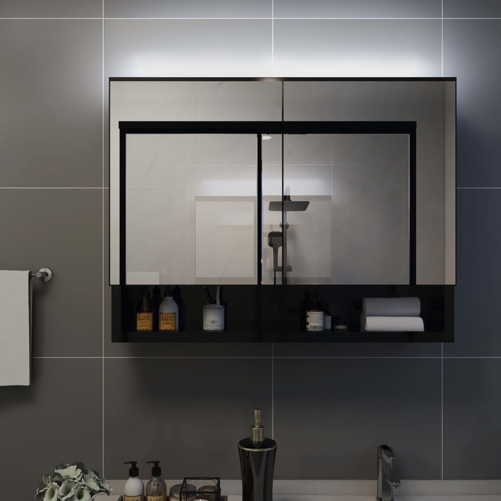 vidaXL LED Bathroom Mirror Cabinet Storage Vanity Wall Cabinet Furniture MDF-22