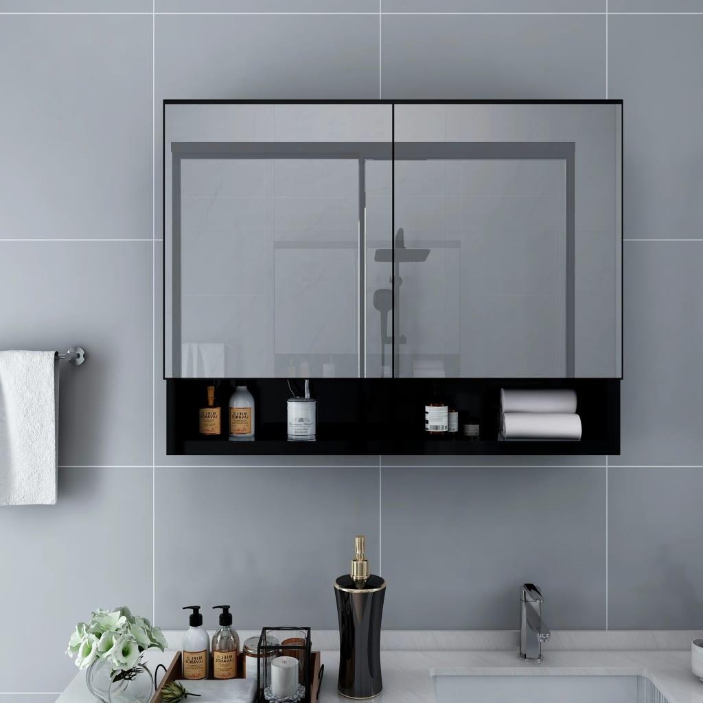 vidaXL LED Bathroom Mirror Cabinet Storage Vanity Wall Cabinet Furniture MDF-20