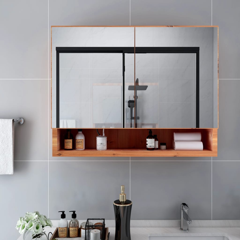 vidaXL LED Bathroom Mirror Cabinet Storage Vanity Wall Cabinet Furniture MDF-6