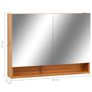 vidaXL LED Bathroom Mirror Cabinet Storage Vanity Wall Cabinet Furniture MDF-16
