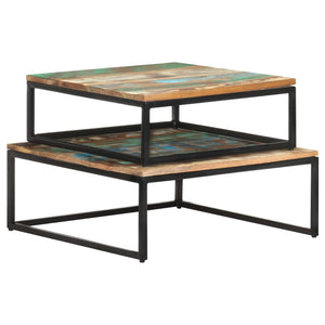 vidaXL Nesting Coffee Tables 2 pcs Solid Reclaimed Wood-0