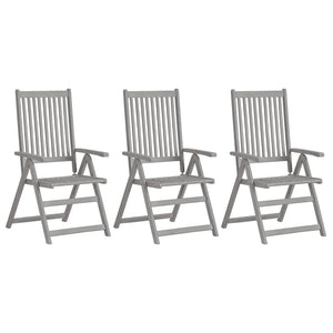 vidaXL Outdoor Recliner Chairs Patio Reclining Chair Gray Solid Wood Acacia-4