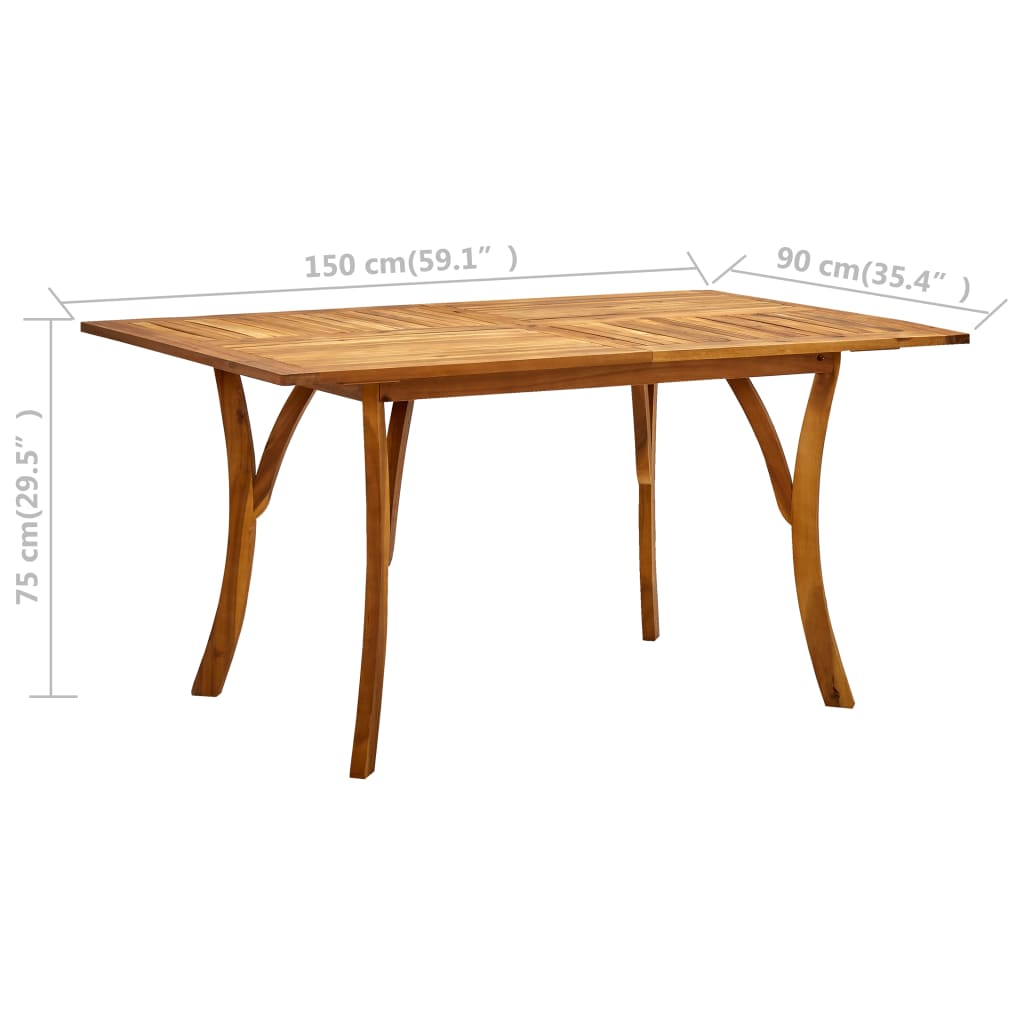 vidaXL Patio Table 59.1"x35.4"x29.5" Solid Acacia Wood-5