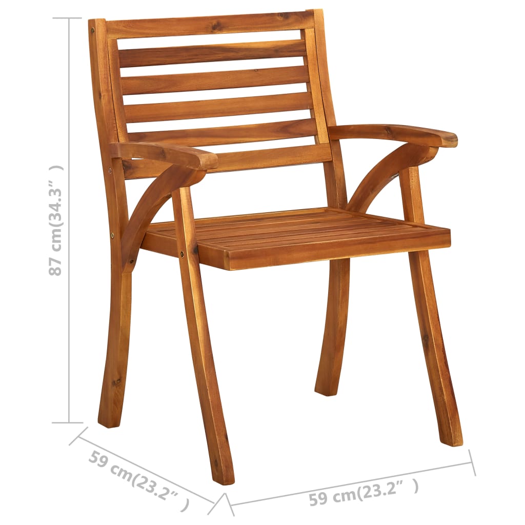 vidaXL Patio Chairs Outdoor Patio Dining Chair with Armrest Solid Wood Acacia-28