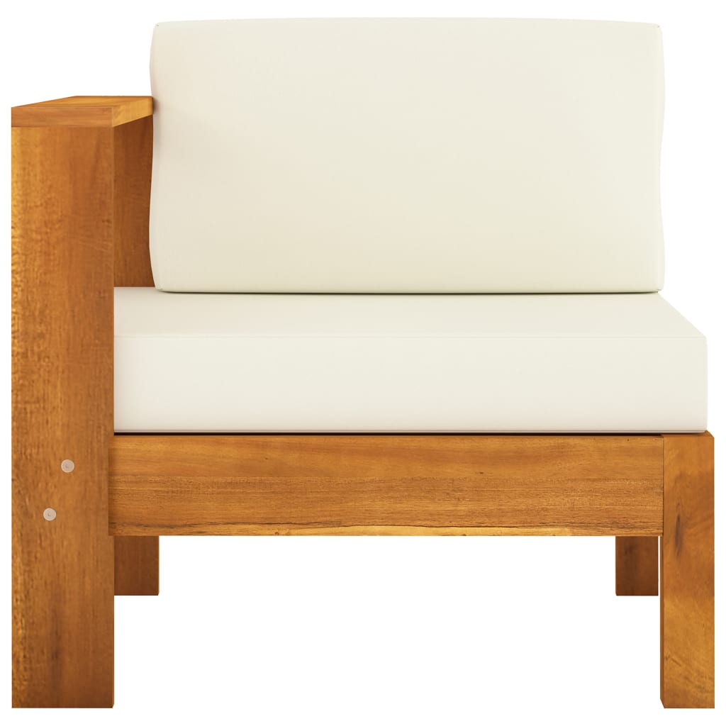 vidaXL Middle Sofa with 1 Armrest Cream White Solid Acacia Wood-1