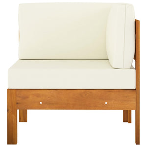 vidaXL Corner Sofa with Cream White Cushions Solid Acacia Wood-1