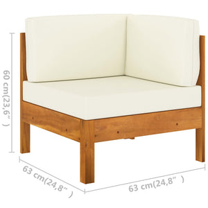 vidaXL Corner Sofa with Cream White Cushions Solid Acacia Wood-4