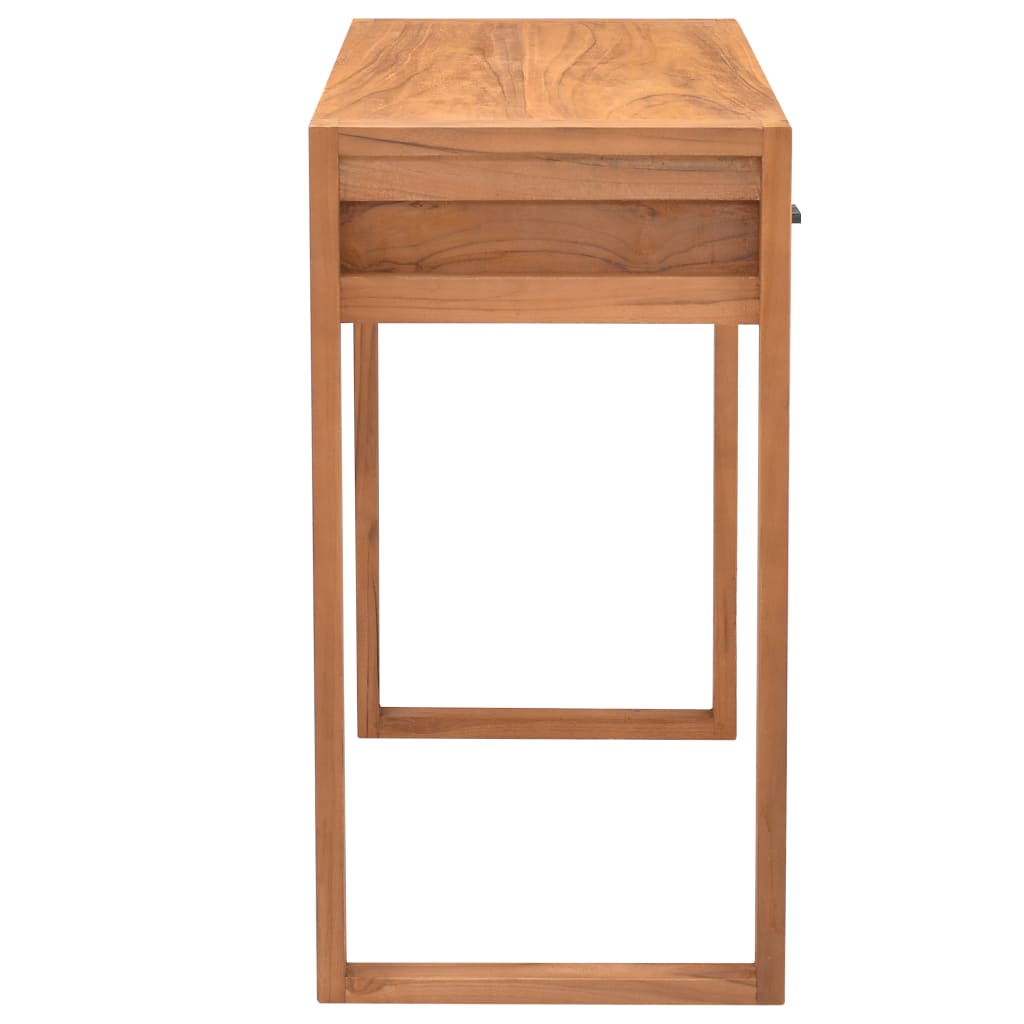 vidaXL Desk Standing Computer Desk Home Office Desk with 2 Drawers Teak Wood-10