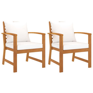 vidaXL Patio Chairs 2 Pcs Outdoor Dining Chair with Cushions Solid Wood Acacia-7