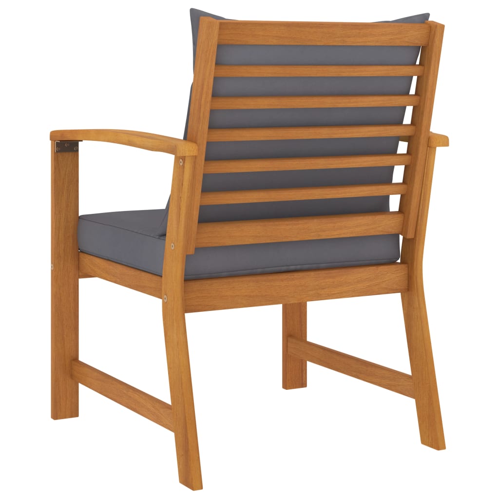 vidaXL Patio Chairs 2 Pcs Outdoor Dining Chair with Cushions Solid Wood Acacia-6