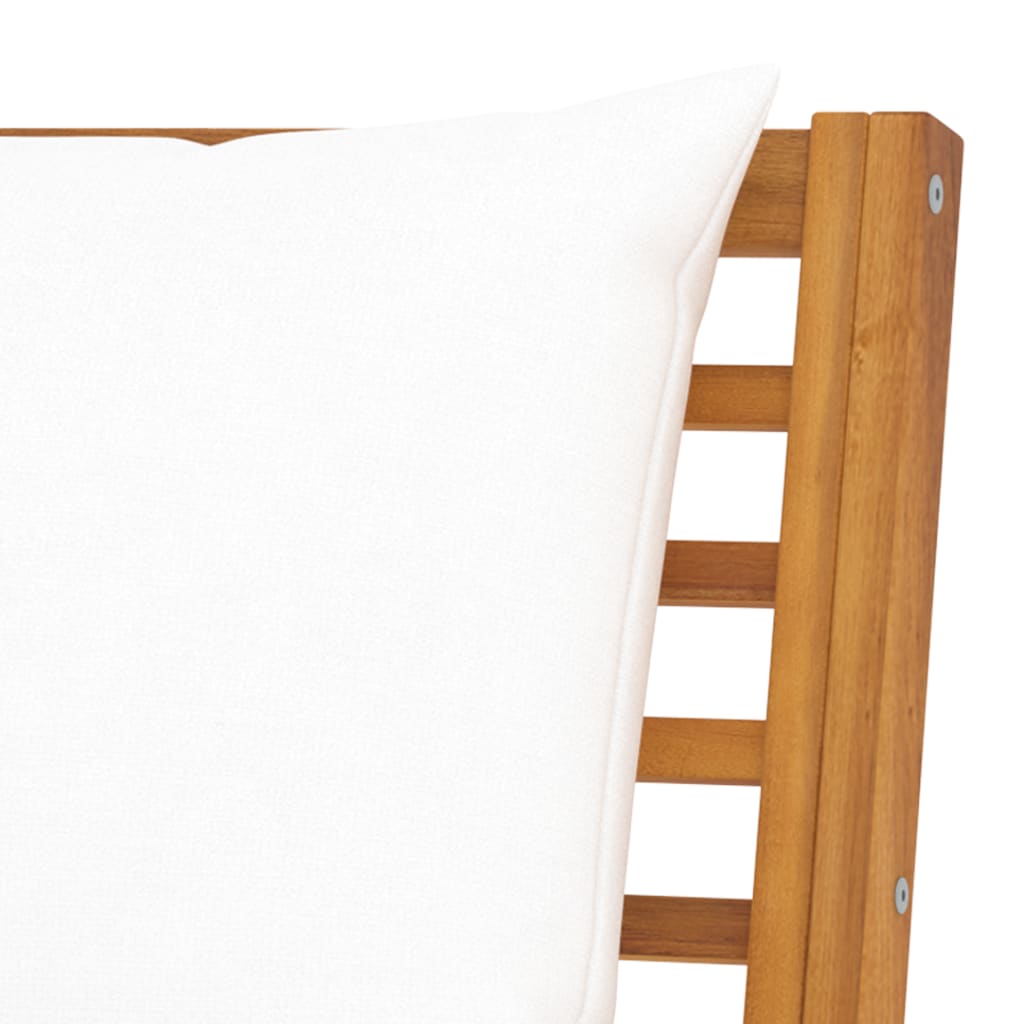 vidaXL Patio Bench 45.1" with Cream Cushion Solid Acacia Wood-4
