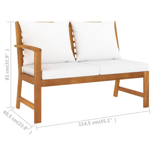vidaXL Patio Bench 45.1" with Cream Cushion Solid Acacia Wood-5