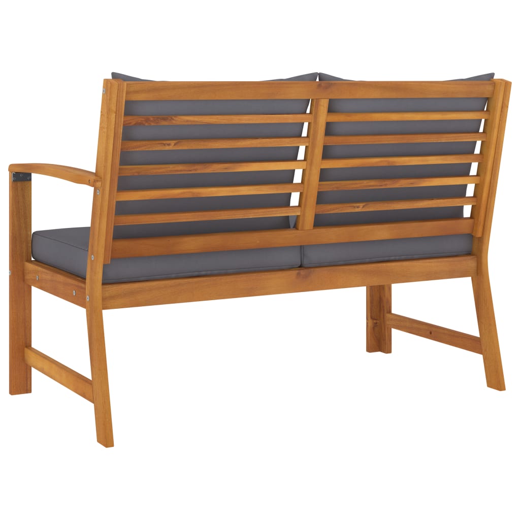 vidaXL Patio Bench 45.1" with Dark Gray Cushion Solid Acacia Wood-3