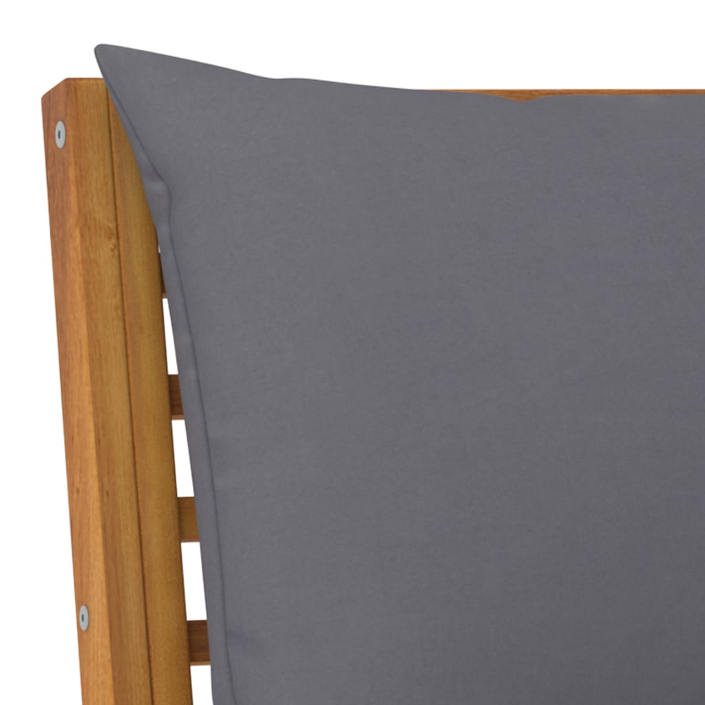 vidaXL Patio Bench 45.1" with Dark Gray Cushion Solid Acacia Wood-4