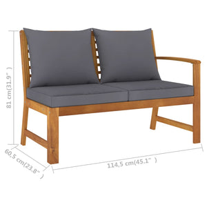 vidaXL Patio Bench 45.1" with Dark Gray Cushion Solid Acacia Wood-5