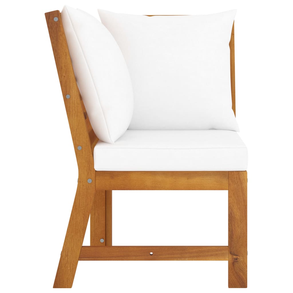 vidaXL Sectional Corner Sofa with Cream Cushion Solid Acacia Wood-1