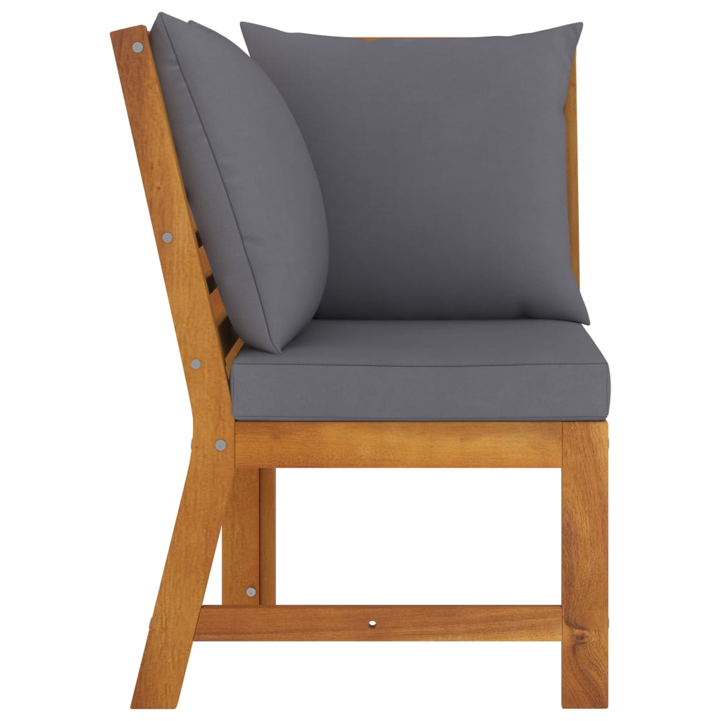 vidaXL Sectional Corner Sofa with Dark Gray Cushion Solid Acacia Wood-1