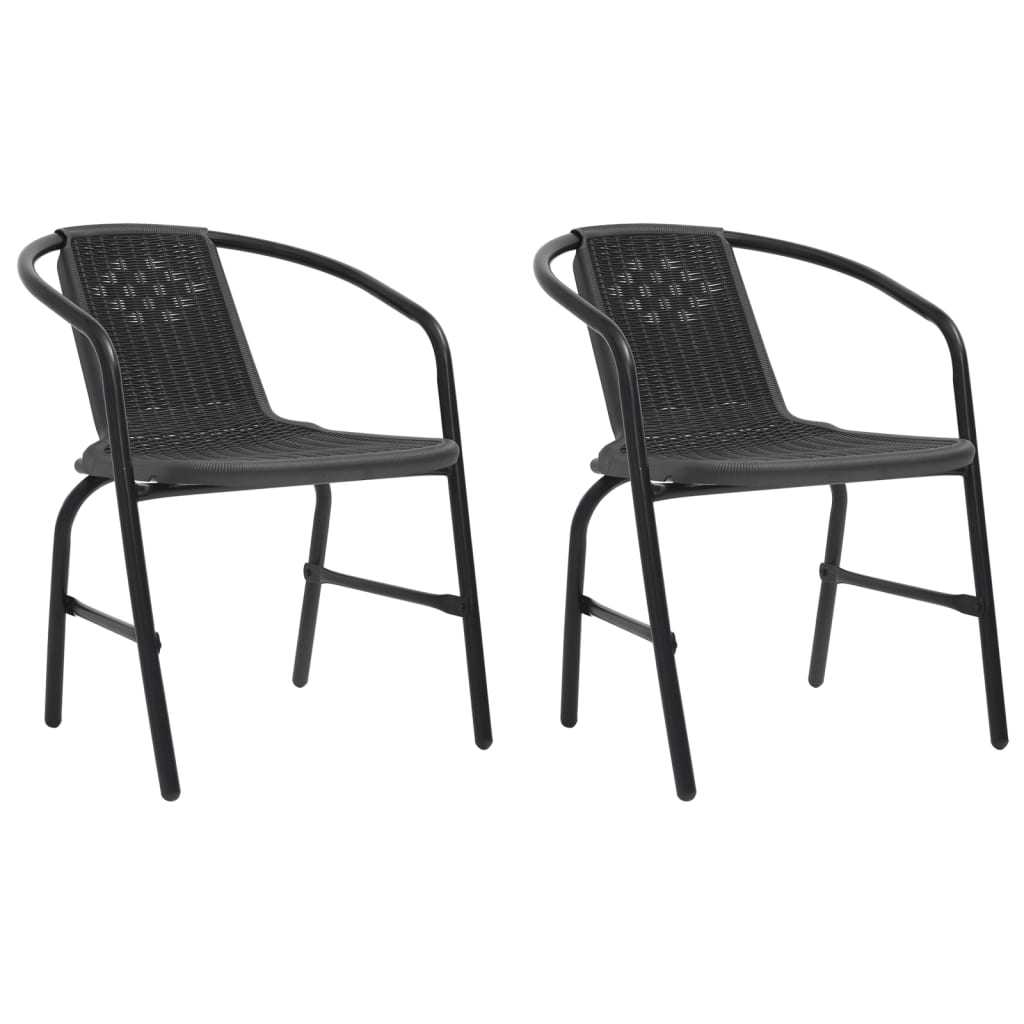 vidaXL Rattan Dining Chairs Stack Chair Plastic Rattan and Steel 242.5 lb-1