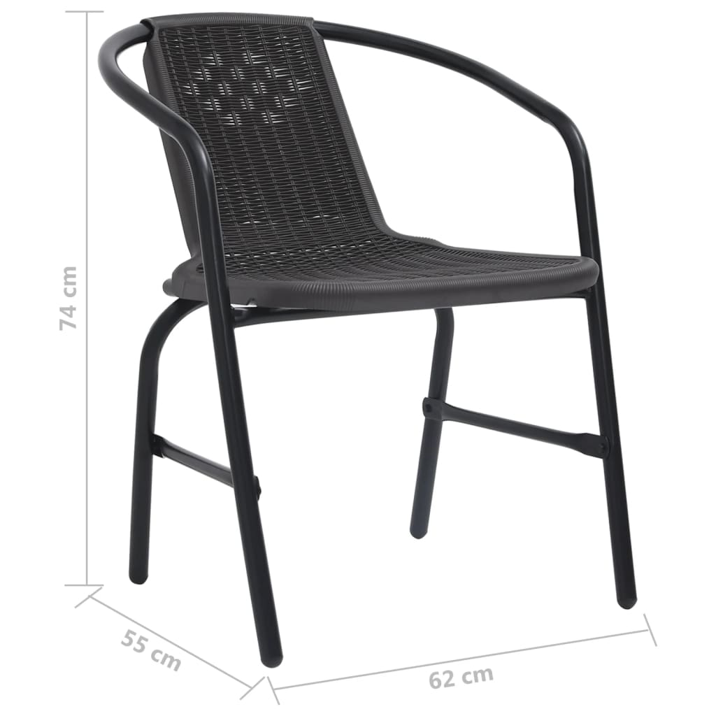 vidaXL Rattan Dining Chairs Stack Chair Plastic Rattan and Steel 242.5 lb-28