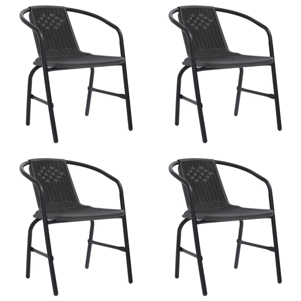 vidaXL Patio Chairs 4 pcs Plastic Rattan and Steel 242.5 lb-0