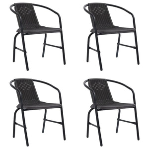 vidaXL Patio Chairs 4 pcs Plastic Rattan and Steel 242.5 lb-0