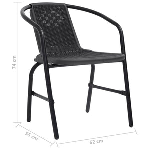 vidaXL Patio Chairs 4 pcs Plastic Rattan and Steel 242.5 lb-6