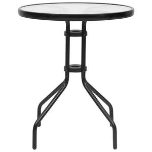 vidaXL Patio Table Black Ø23.6"x27.6" Steel-1