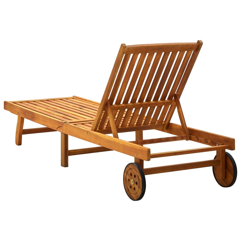 vidaXL Patio Lounge Chair Outdoor Sunbed Poolside Sunlounger Solid Acacia Wood-2