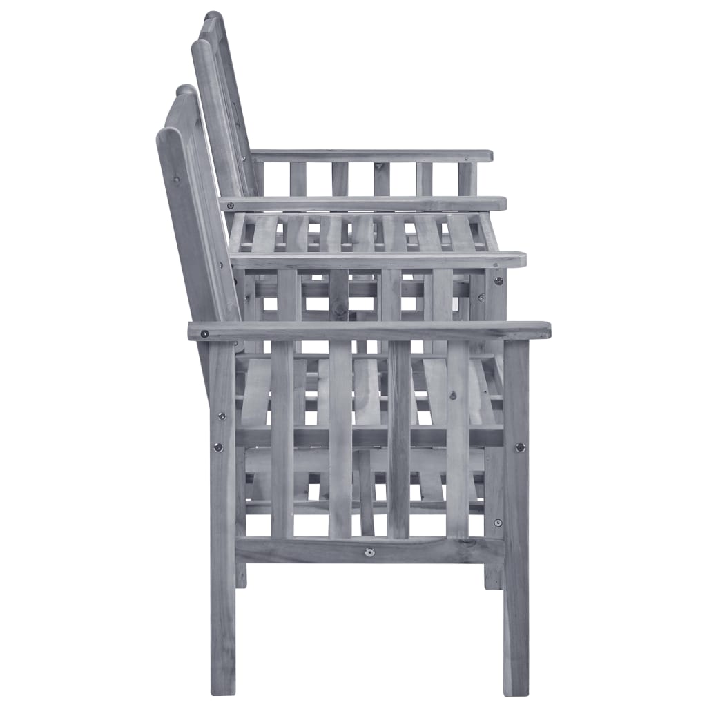 vidaXL Patio Chairs with Tea Table 62.6"x24"x36.2" Solid Acacia Wood-2