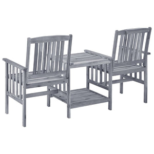 vidaXL Patio Chairs with Tea Table 62.6"x24"x36.2" Solid Acacia Wood-3