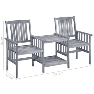 vidaXL Patio Chairs with Tea Table 62.6"x24"x36.2" Solid Acacia Wood-6