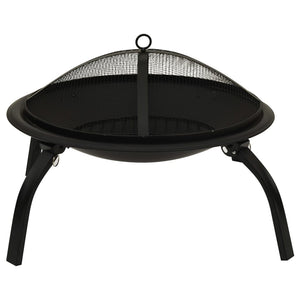 vidaXL Fire Pit Fireplace for Camping Picnic Firebowl Outdoor with Poker Steel-7