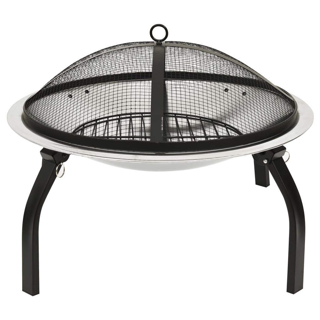 vidaXL Fire Pit Fireplace for Camping Picnic Firebowl Outdoor with Poker Steel-9