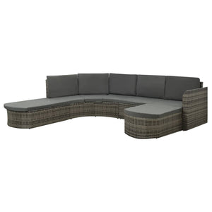 vidaXL Patio Furniture Set 4 Piece Sectional Couch Outdoor Sofa Poly Rattan-6