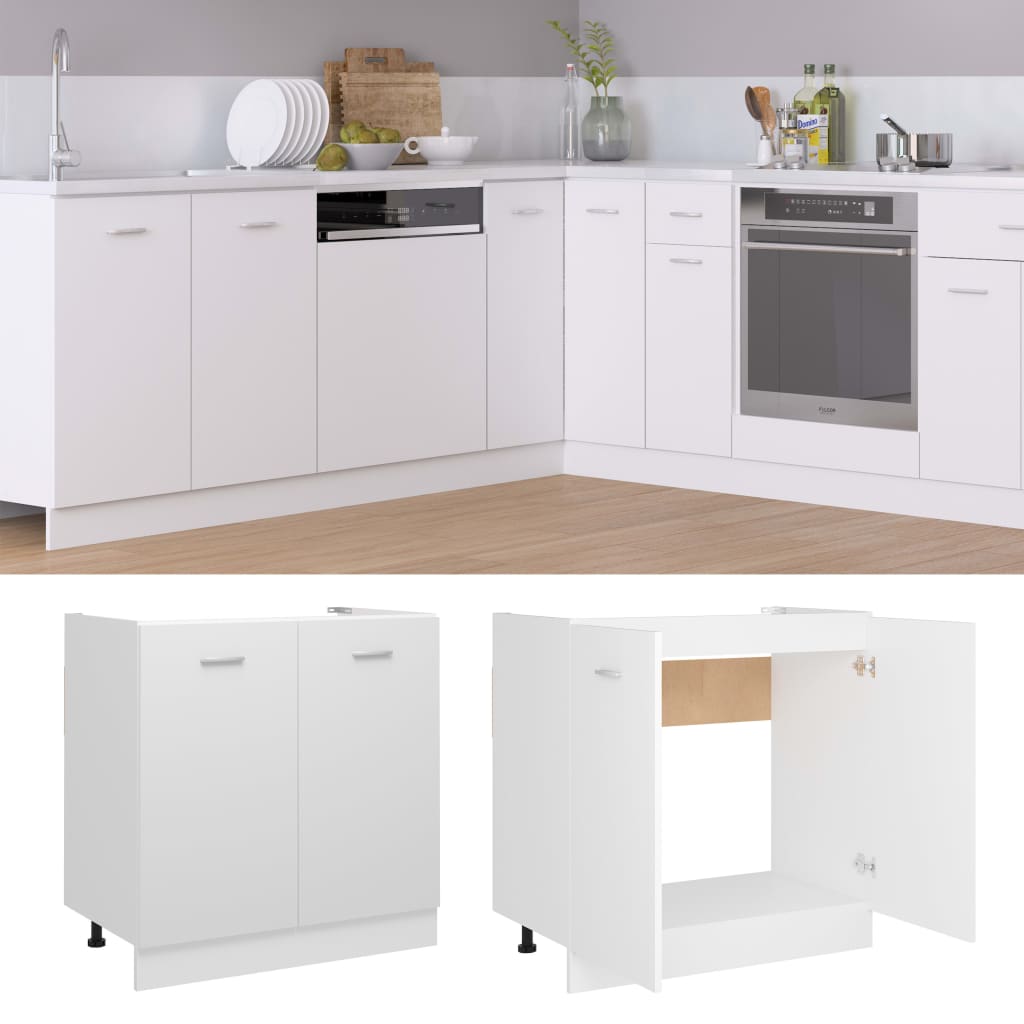 vidaXL Sink Bottom Cabinet White 31.5"x18.1"x32.1" Engineered Wood-0