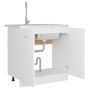 vidaXL Sink Bottom Cabinet White 31.5"x18.1"x32.1" Engineered Wood-5