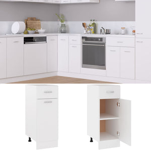 vidaXL Drawer Bottom Cabinet White 11.8"x18.1"x32.1" Engineered Wood-5