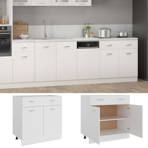 vidaXL Drawer Bottom Cabinet White 31.5"x18.1"x32.1" Engineered Wood-3