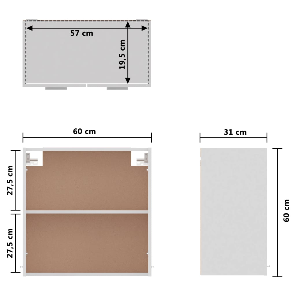 vidaXL Hanging Cabinet White 23.6"x12.2"x23.6" Engineered Wood-10